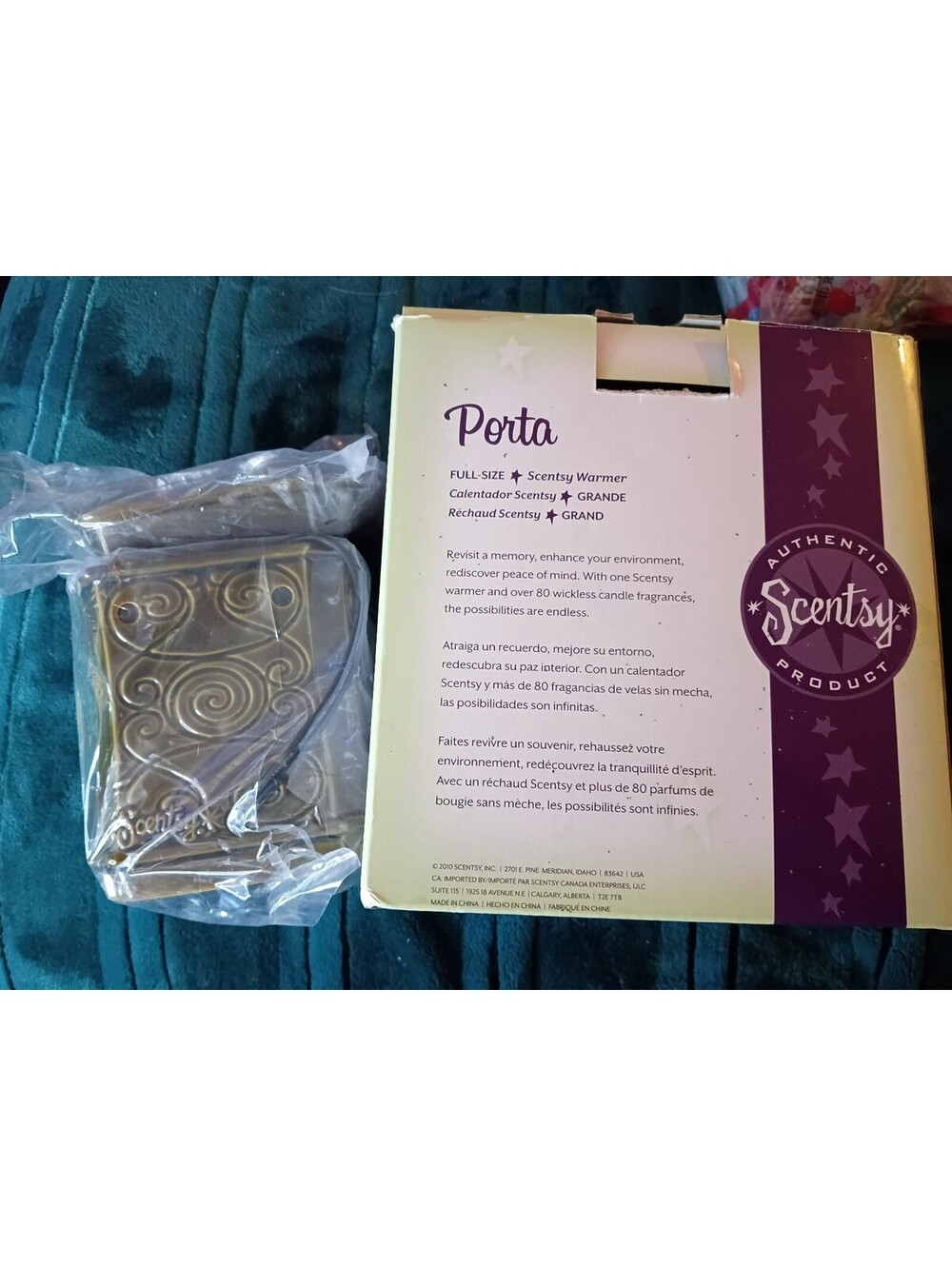 NIB Scentsy "Porta" Full-Size Wax Warmer - Ornate Bronze Scroll Design